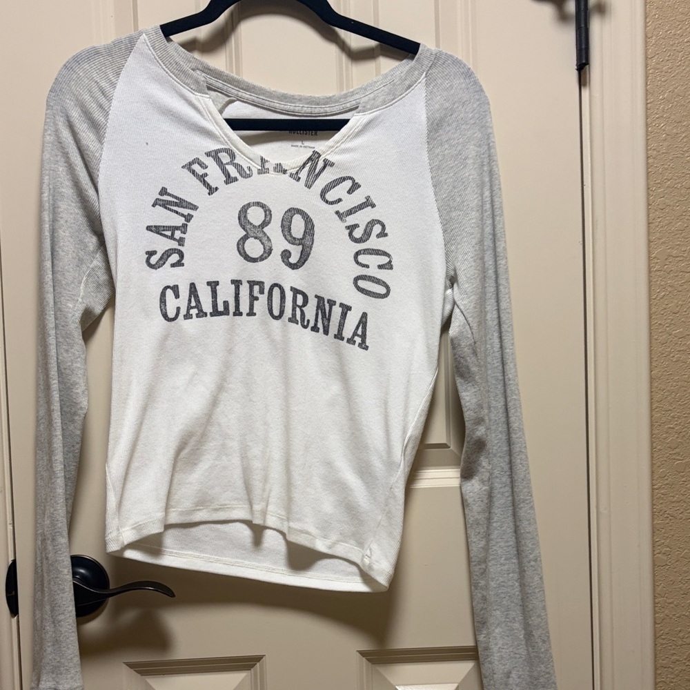 San Francisco California 89 Raglan Long Sleeve Tee - White & Light Gray